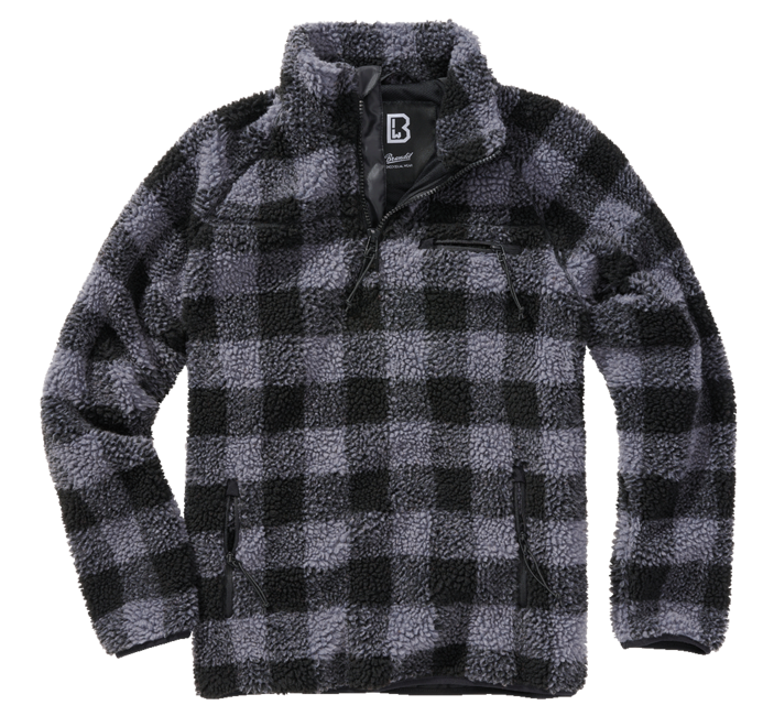 Brandit Teddyfleece Troyer giacca in pile, nero/grigio