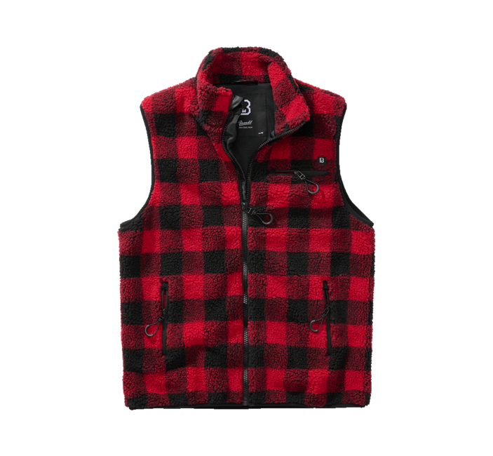 Brandit Teddyfleece gilet in pile, rosso/nero