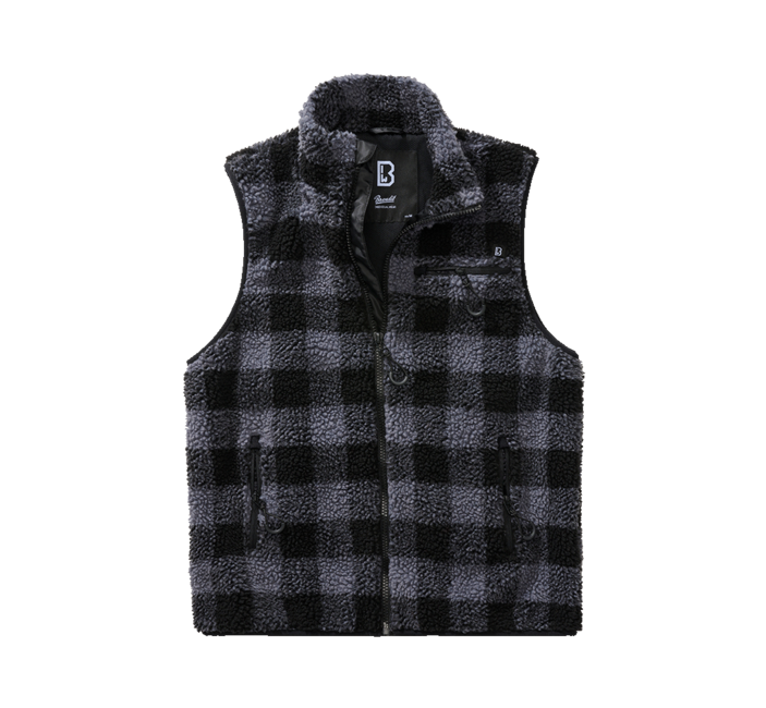 Brandit Teddyfleece gilet in pile, nero/grigio