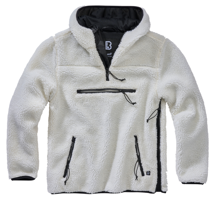 Brandit Teddyfleece Worker pullover in pile, bianco