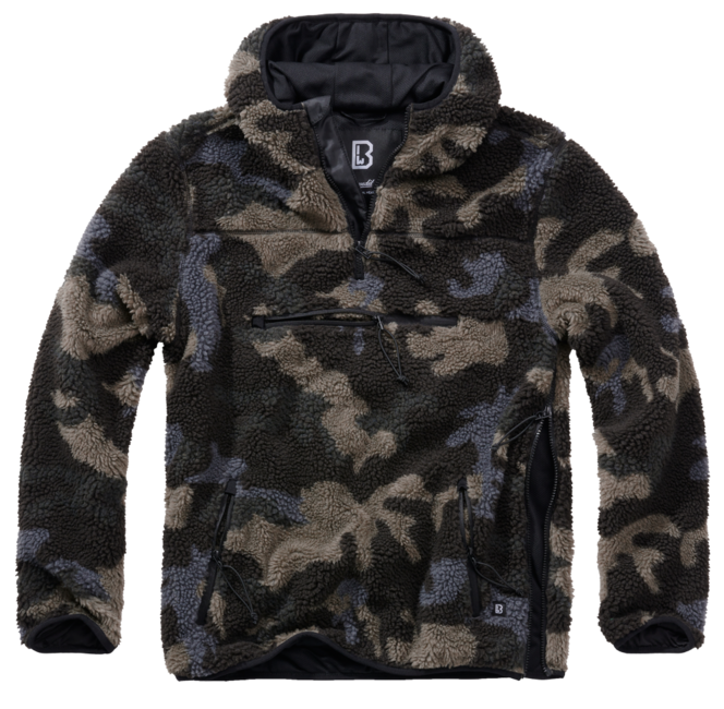 Brandit Teddyfleece Worker pullover in pile, darkcamo