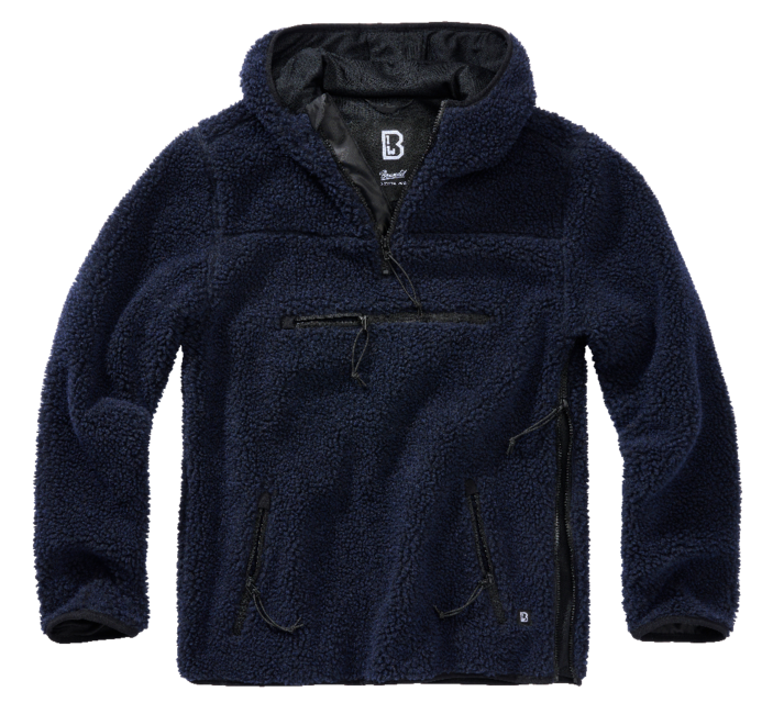 Brandit Teddyfleece Worker pullover in pile, blu navy