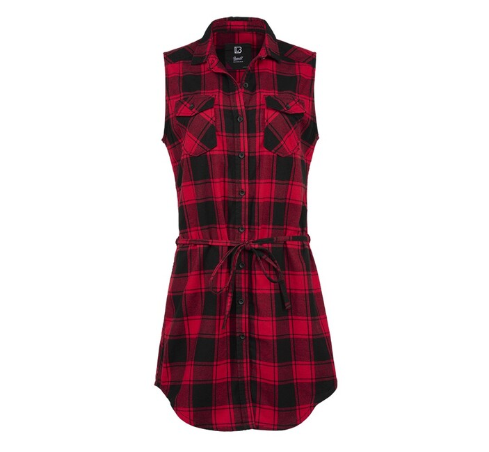 Brandit Gracey camicia lunga senza maniche, rossa e nera