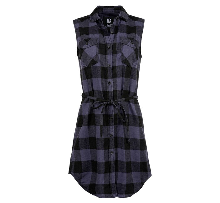 Brandit Gracey camicia lunga senza maniche, grigio e nero
