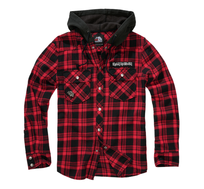 Brandit Eddy camicia con cappuccio, rosso scuro e nero