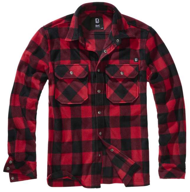 Brandit Jeff Fleece camicia a maniche lunghe, rosso/nero