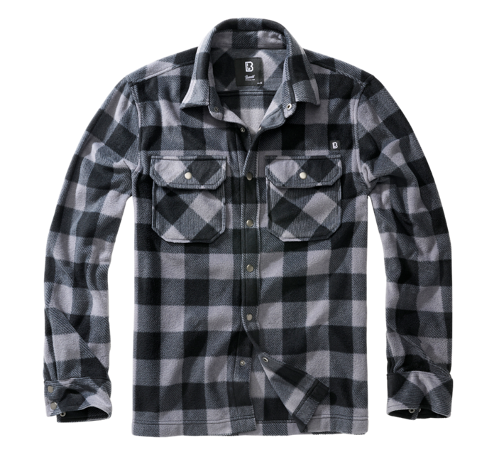 Brandit Jeff Fleece camicia a maniche lunghe, nero/grigio