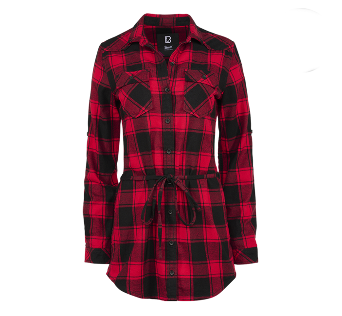 Brandit Lucy camicia lunga, rossa e nera