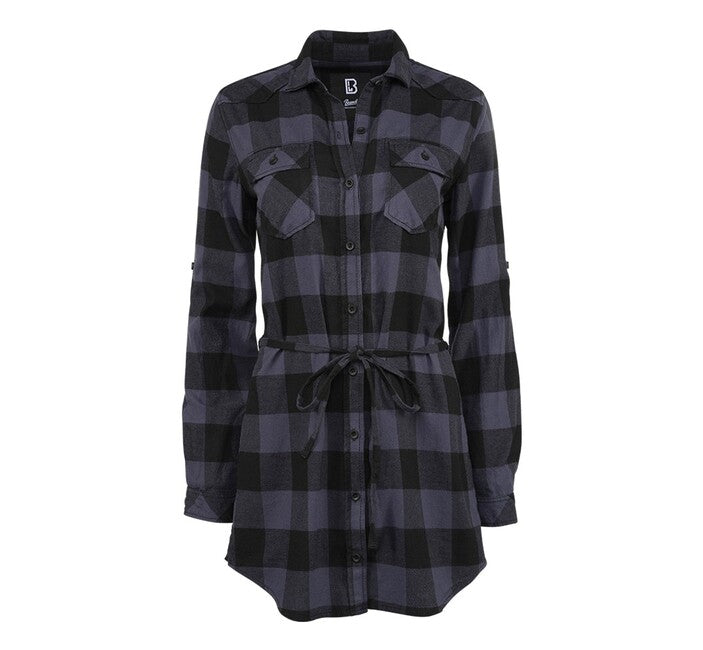 Brandit Lucy camicia lunga da donna, grigio e nero