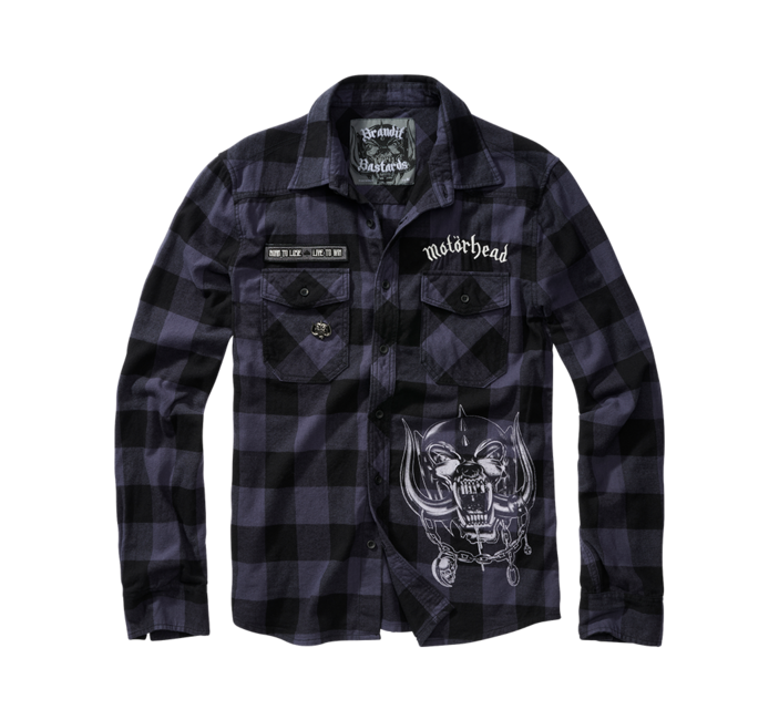 Brandit Motörhead camicia a maniche lunghe, nero-grigio