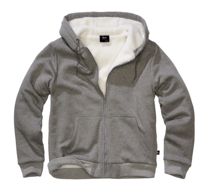 Brandit Sweatjacket Teddylining felpa da uomo con fodera calda, grigio scuro mèlange