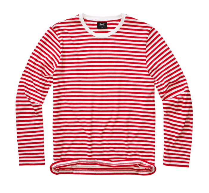 Brandit T-shirt a maniche lunghe a righe blu navy da uomo, rosso-bianco