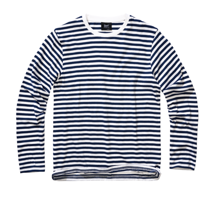 Brandit T-shirt a maniche lunghe a righe blu navy da uomo, blu-bianco