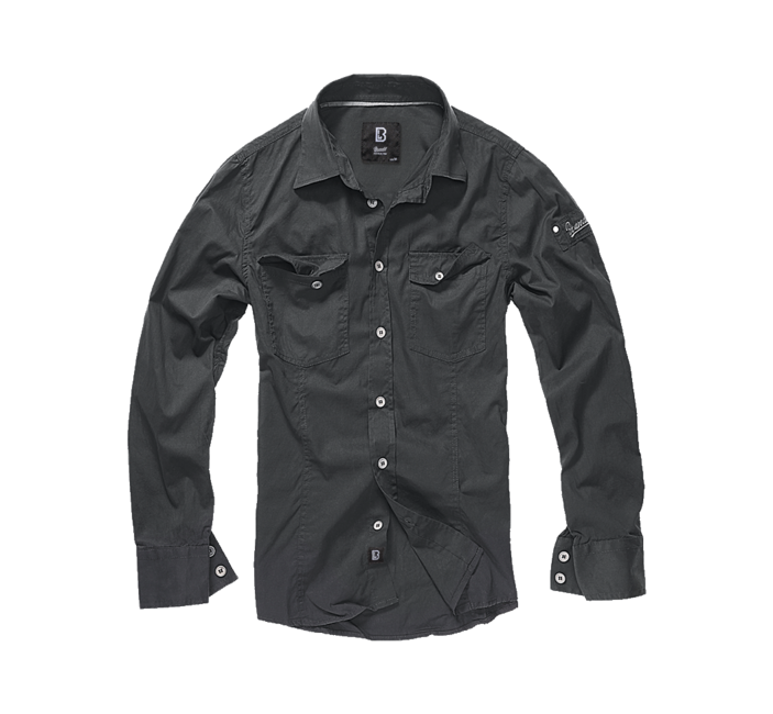 Brandit Camicia slim fit a maniche lunghe, nero
