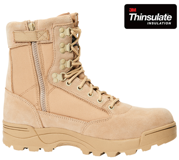 Brandit Stivali tattici con cerniera, cammello