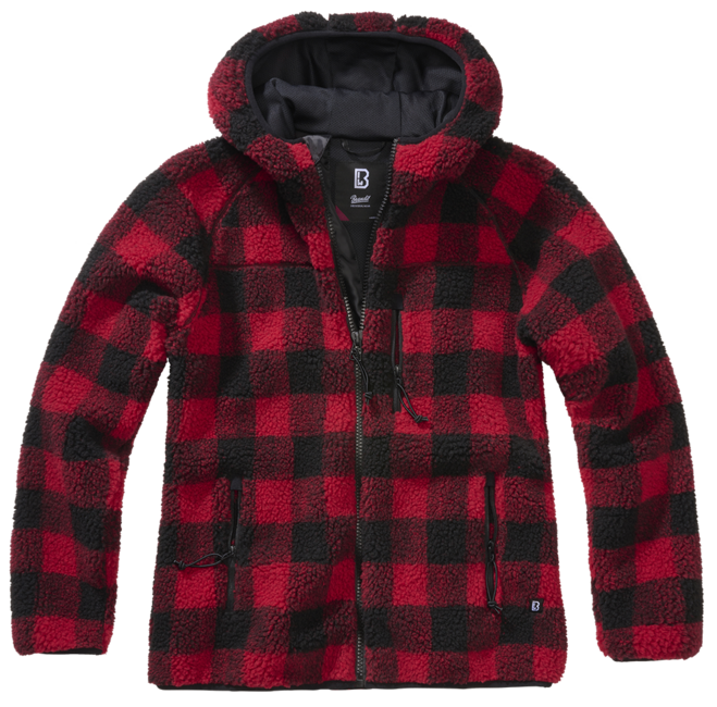 Brandit Teddy giacca in pile da donna, rosso/nero
