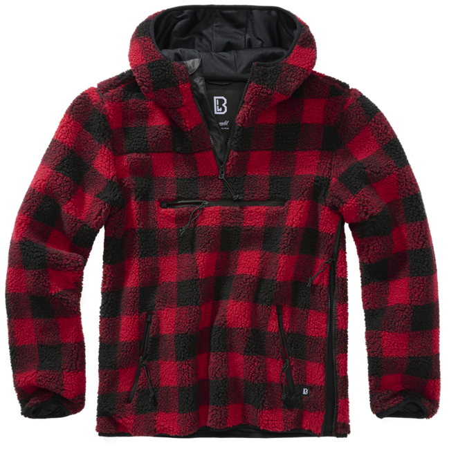 Brandit Teddyfleece Worker pullover, rosso/nero