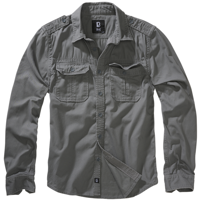 Brandit Vintage camicia a maniche lunghe, grigio antracite