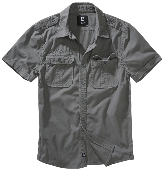 Brandit Vintage camicia a maniche corte, grigio antracite