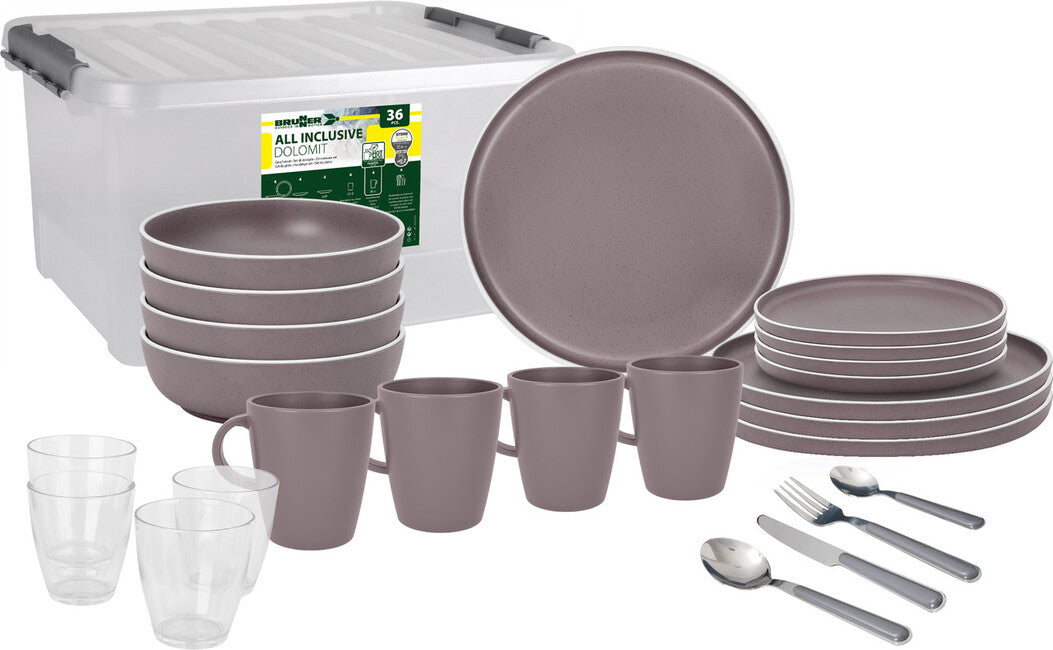 Brunner All Inclusive Dolomite set di utensili da campeggio, viola