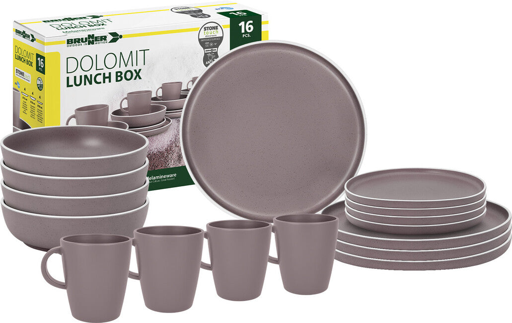 Brunner Lunch Box Set di utensili da campeggio, viola