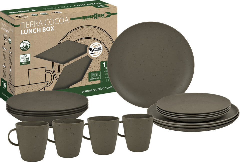 Brunner Lunch Box Set di piatti da campeggio, marrone