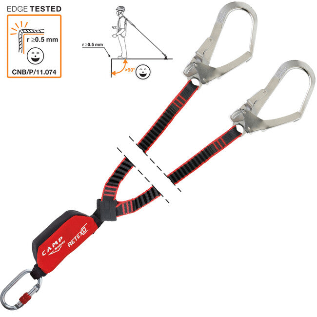 Camp Retexo Rewind Double imbracatura di sicurezza con assorbitore di caduta e corde elastiche 115 - 175 cm