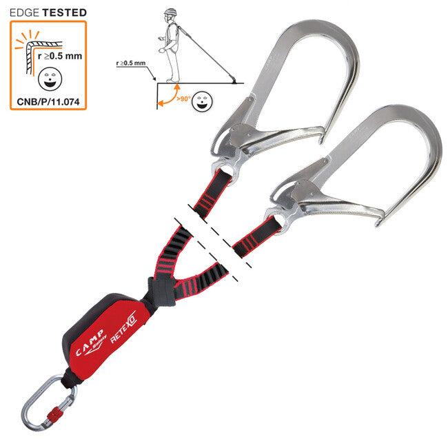 Camp Retexo Rewind Double imbracatura di sicurezza con assorbitore di caduta e corde elastiche 130 - 190 cm