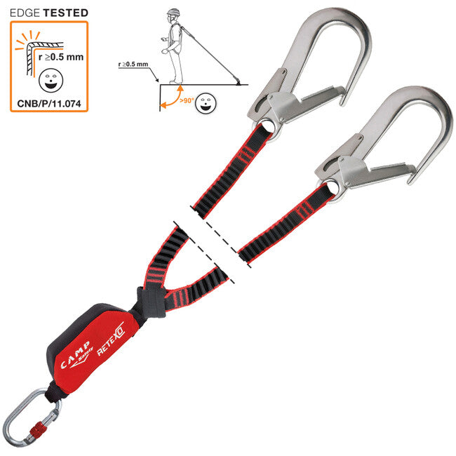 Camp Retexo Rewind Double imbracatura di sicurezza con assorbitore di caduta e corde elastiche 95 - 135 cm