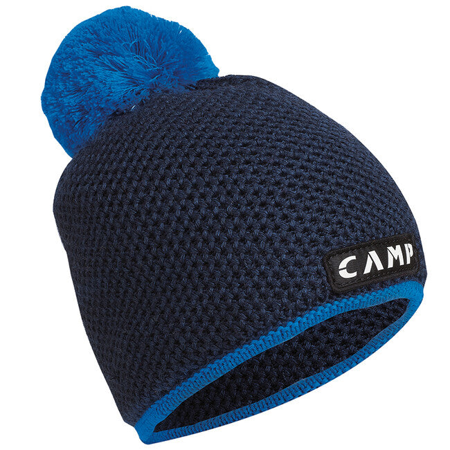 Camp Bob Beanie berretto lavorato a maglia in lana merino, blu scuro/azzurro