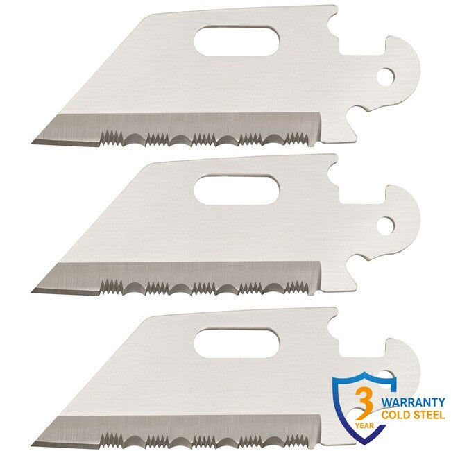 Cold Steel Click N Cut coltello da chiusura (confezione da 3 lame con bordo seghettato)