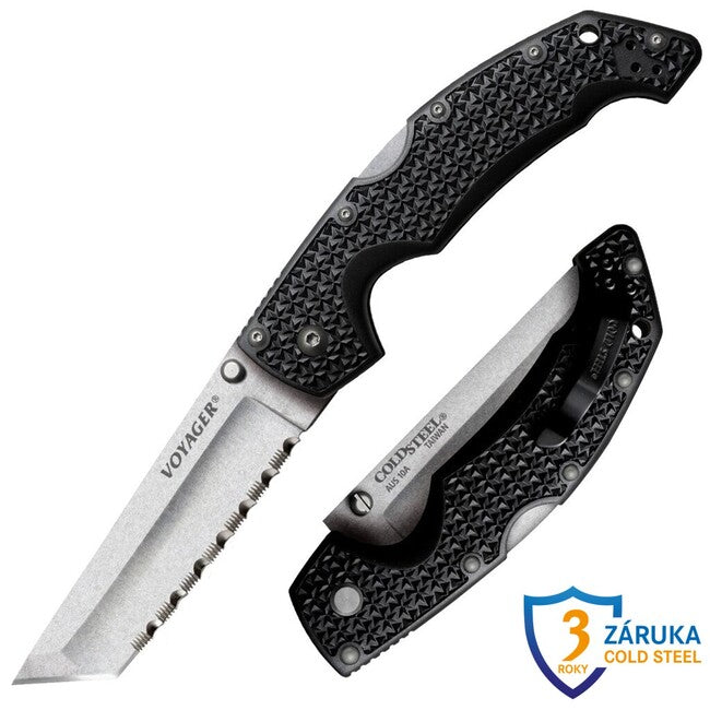 Cold Steel Voyager Coltello pieghevole grande tanto pt. seghettato (AUS10A)
