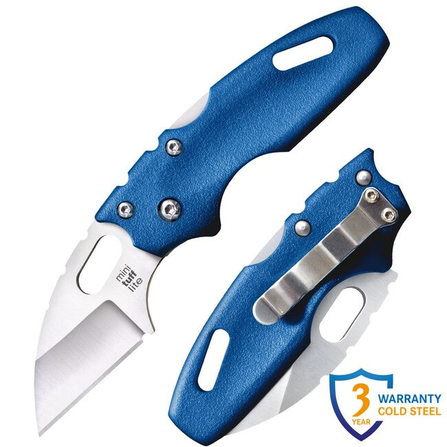 Cold Steel Mini Tuff Lite coltello da chiusura, a lama liscia blu