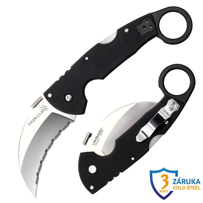 Cold Steel Tiger Claw coltello da chiusura con lama seghettata ad artiglio di tigre