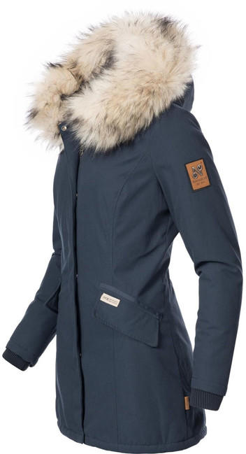 Navahoo Cristal giacca invernale da donna con cappuccio e pelliccia, navy