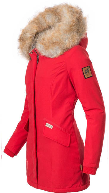Navahoo Cristal women's winter jacket with hood and fur, red