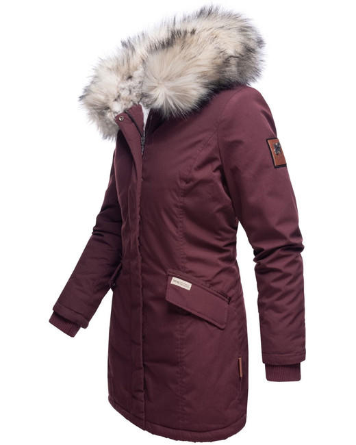 Navahoo Cristal giacca invernale da donna con cappuccio e pelliccia, bordeaux