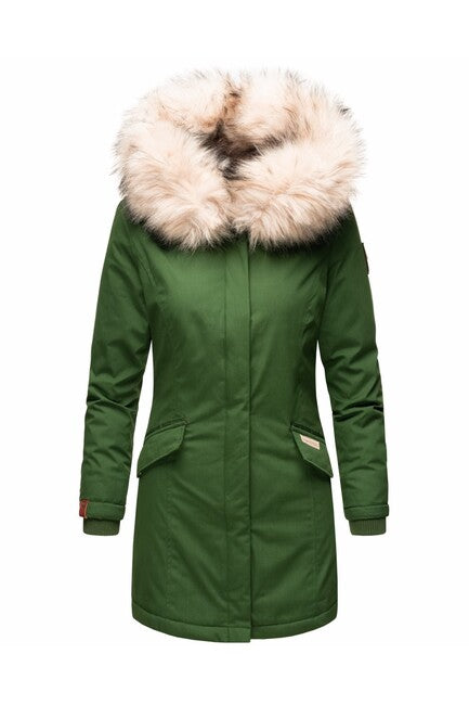Navahoo Cristal giacca invernale da donna con cappuccio e pelliccia, verde