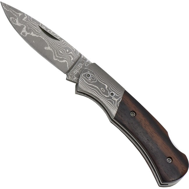 Haller Damast Coltello di sopravvivenza con acciaio damascato Damast-Tame Ebenholzgriff 42969