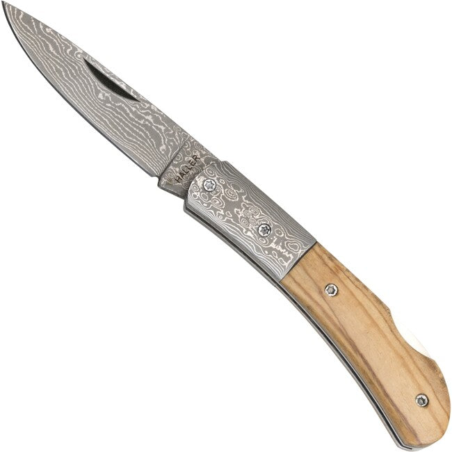 Haller Damast Coltello da sopravvivenza con acciaio damasco Damast-Tame, Olivo 42988