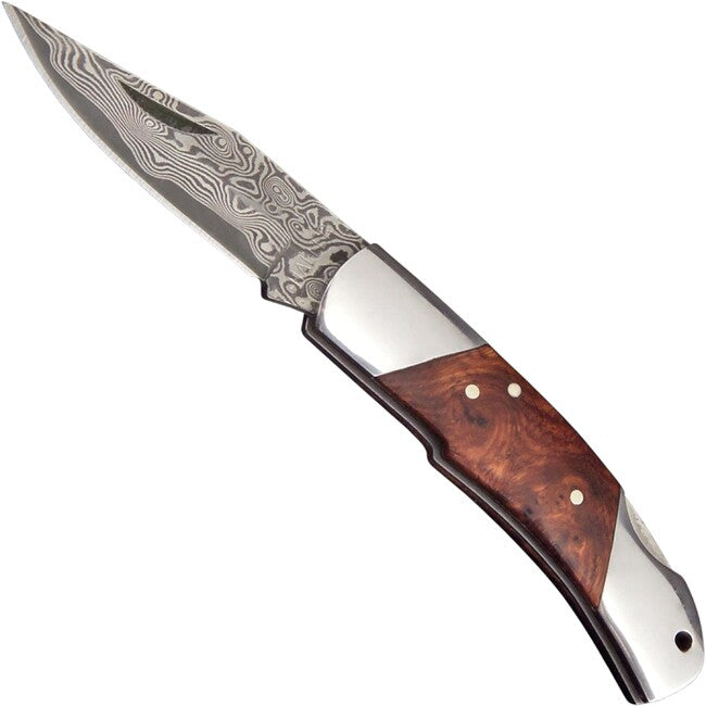 Haller Damast Coltello di sopravvivenza con acciaio damascato Damast-Tame Wurzelholz 71Lagen 80623