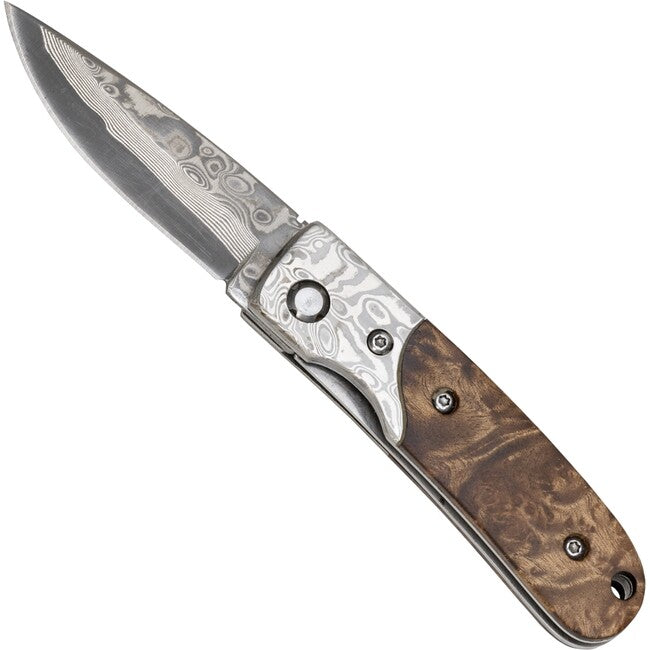 Haller Damast Coltello di sopravvivenza con acciaio damasco Damast-Tame Wurzelholzg 39 Lagen rsf