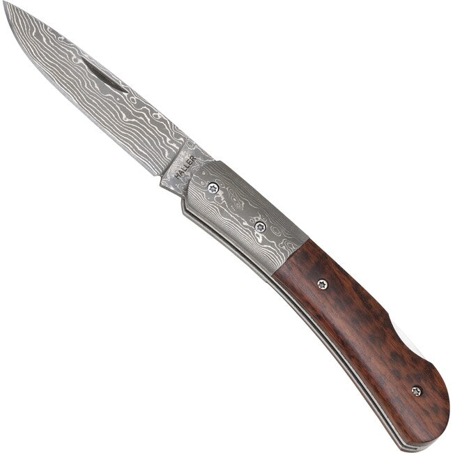 Haller Damast-Taschenme Schlangenholz coltello tascabile