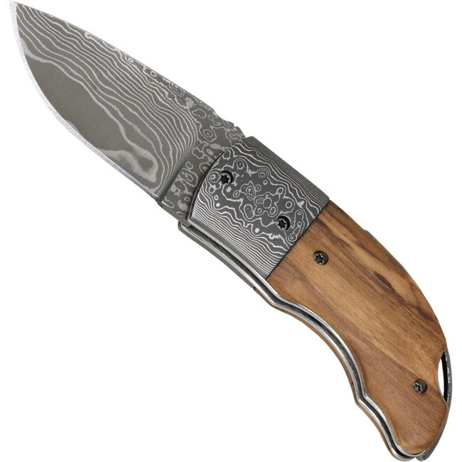 Haller Damast Coltello di sopravvivenza con acciaio damascato Damast- Olivenhol