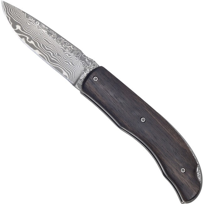 Haller Damast Coltello di sopravvivenza con acciaio damascato Damastta Ebenholzgriff