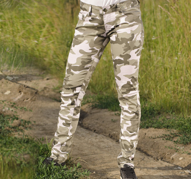 O&T Pantaloni da donna, verde chiaro mimetico