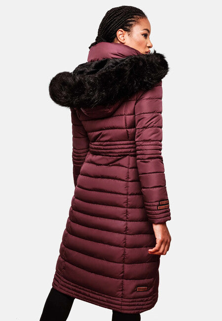 Navahoo Umay cappotto trapuntato da donna, rosso scuro