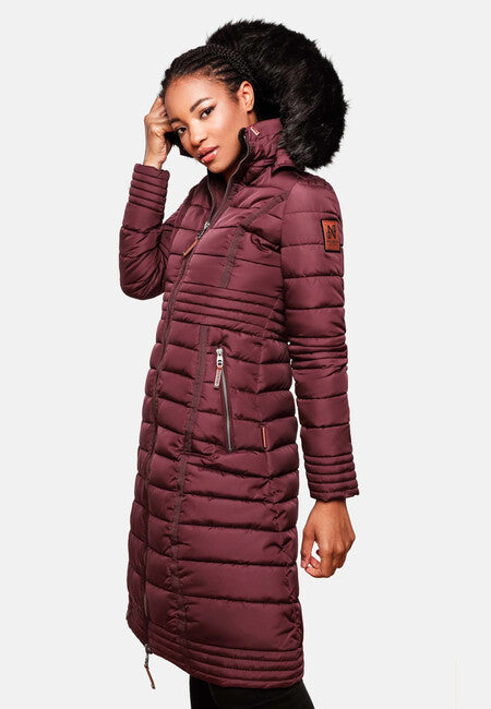 Navahoo Umay cappotto trapuntato da donna, rosso scuro