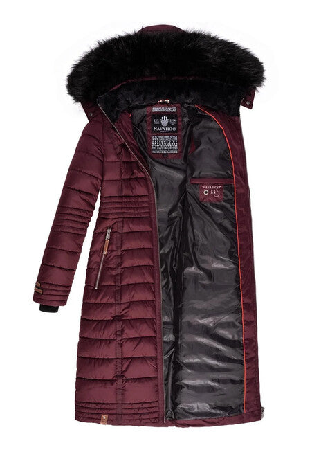Navahoo Umay cappotto trapuntato da donna, rosso scuro