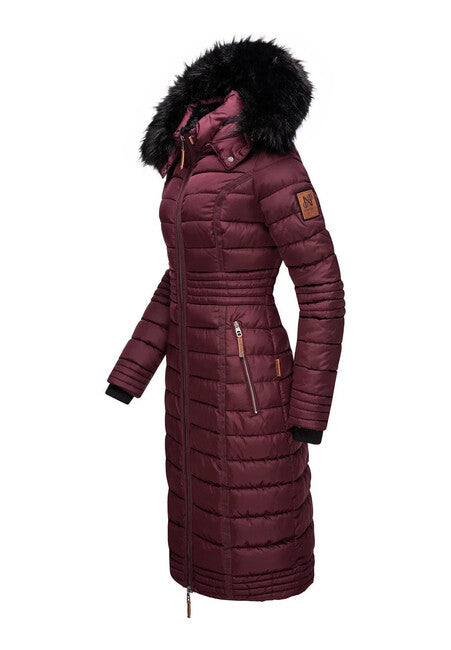 Navahoo Umay cappotto trapuntato da donna, rosso scuro